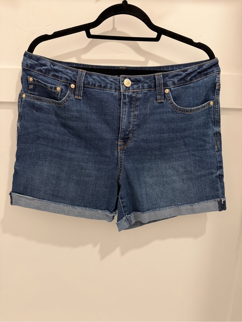 Seven Blue Denim Rolled-Cuff Jean Shorts Size 12